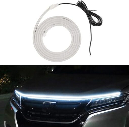 Car Led Hood Daytime Running Waterproof Flexible Light – White (180 Cm) (random Color)